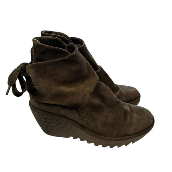 Fly London Yama Women's Oil Suede Leather Sludge Wedge Ankle Boots Booties 39 - Picture 2 of 7